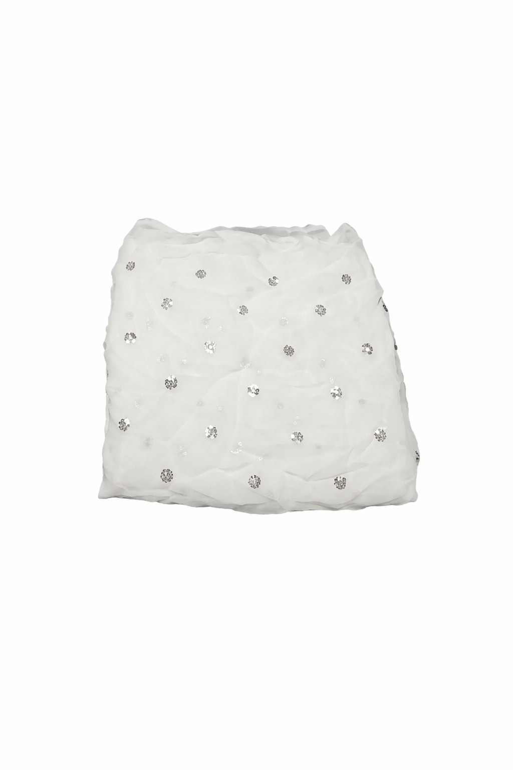 White Chiffon Dupatta with Silver Sequin Work سپین شیفون دوپټہ د سپینو سیکوین کار سره