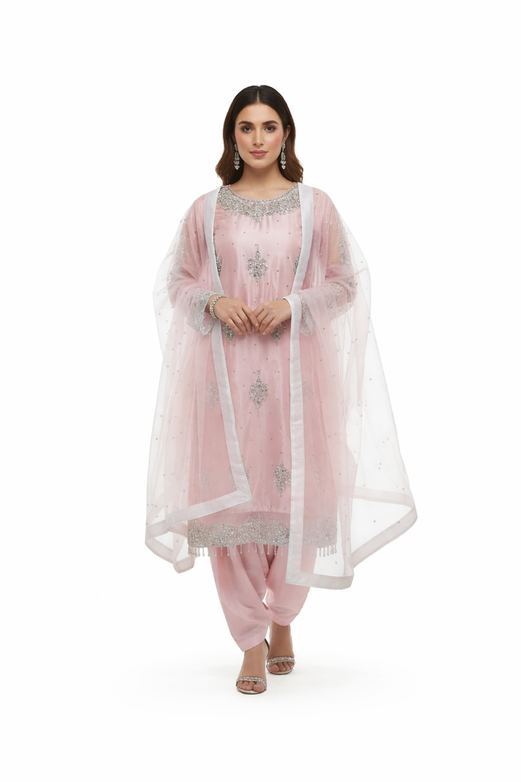 Pakistani Embroidered Salwar Kameez – Blush Pink پاکستاني ګنډل شوی شلوار کمېز – ګلابي رنګ