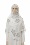 Elegant White Embroidered Chiffon Dupatta ښکلی سپین ګلدوزي شوی شیفون دوپټه