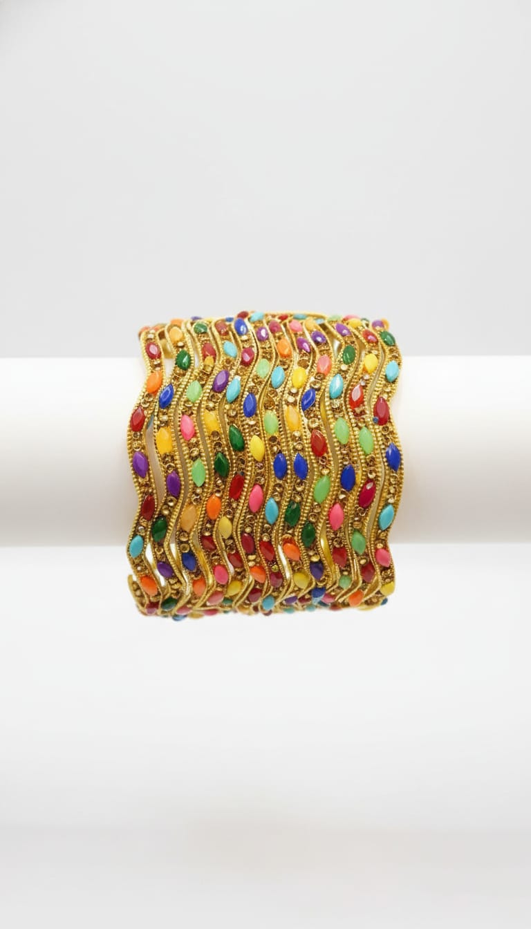 Gold Multicolour Bracelet زرین رنګین بنګړی
