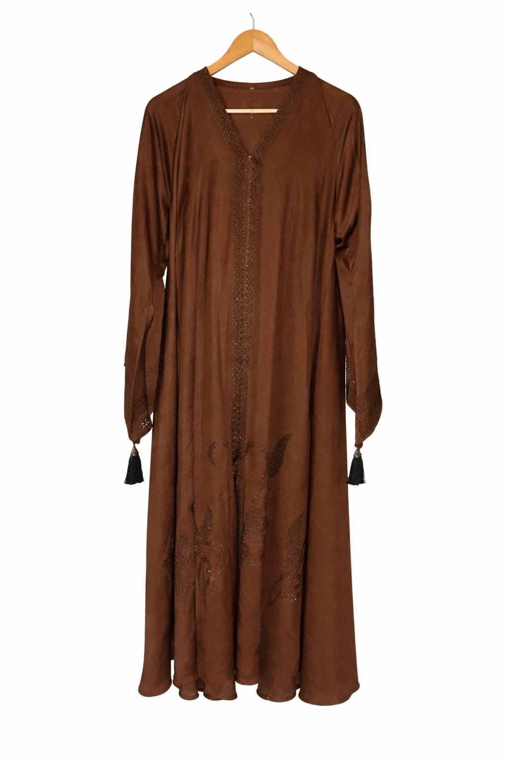 Embroidered Open-Style Hijab Dress – Brown ګنډل شوی خلاص سټایل حجاب – نسواري