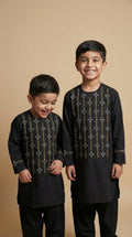 Stylish Black Afghani Kids Clothes – Traditional Embroidered Set