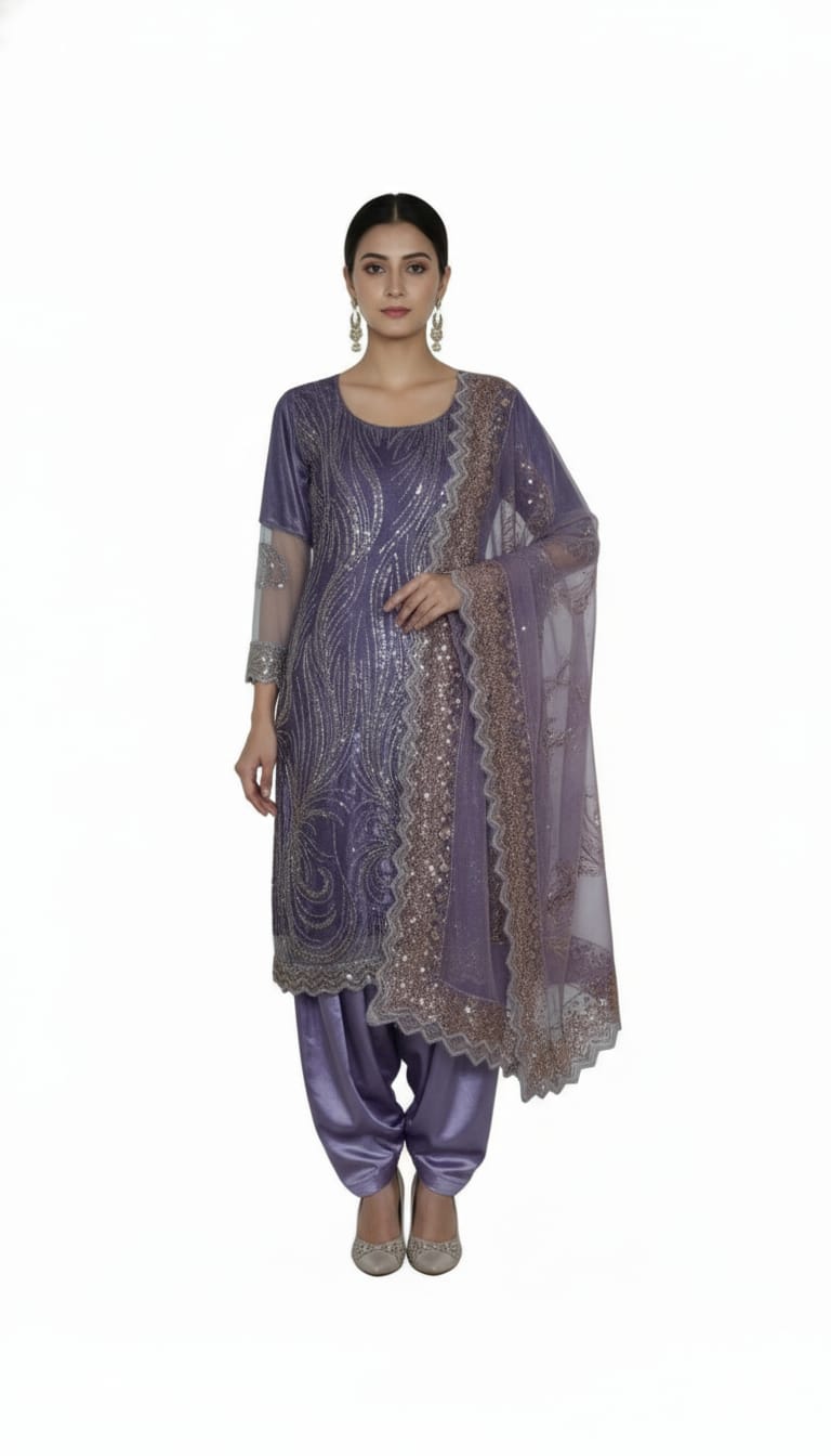 Pakistani Embroidered Salwar Kameez – Lavender Purple پاکستاني ګنډل شوی شلوار کمېز – بنفشي رنګ