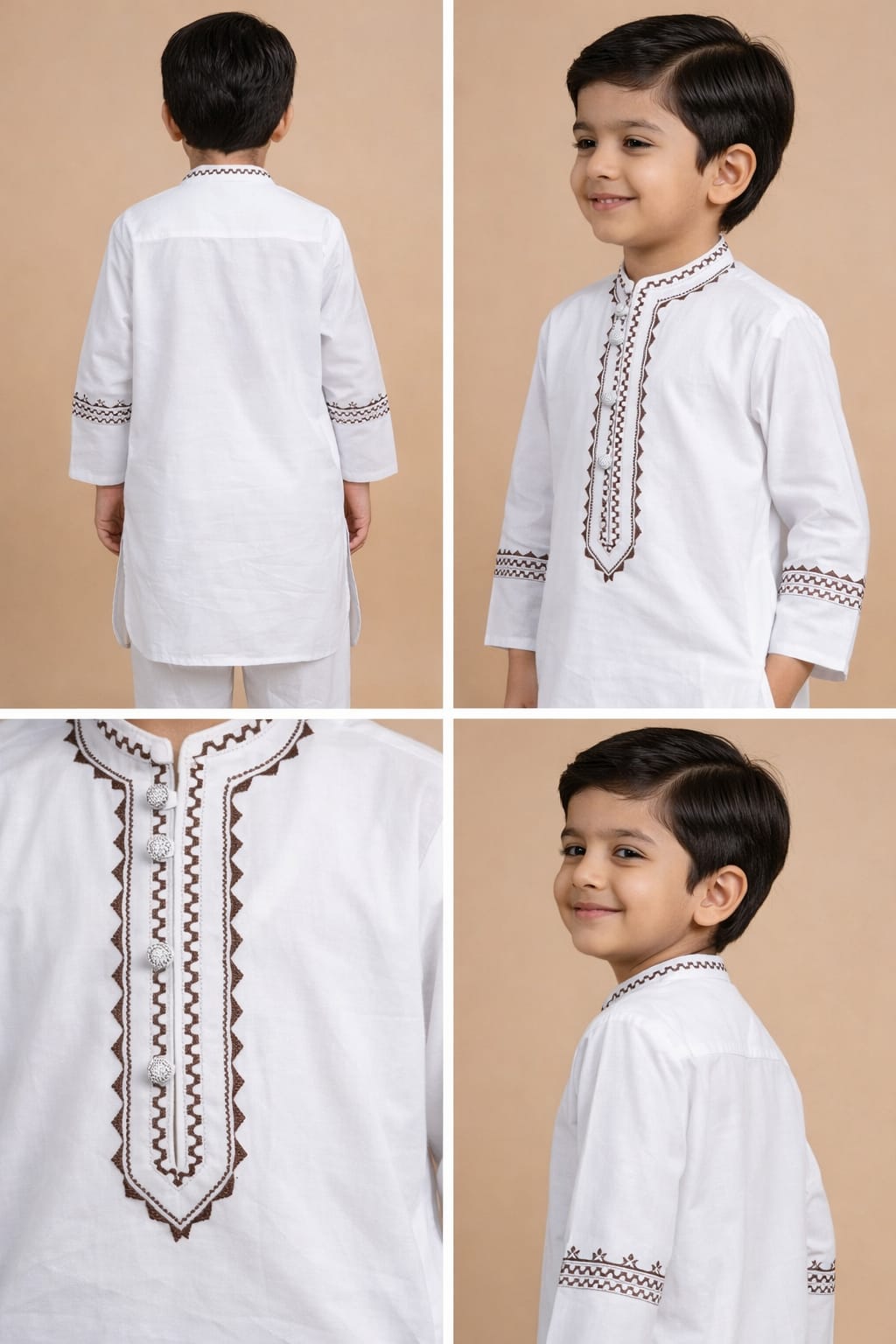Elegant White Afghani Kids Clothes – Traditional Embroidered Outfit