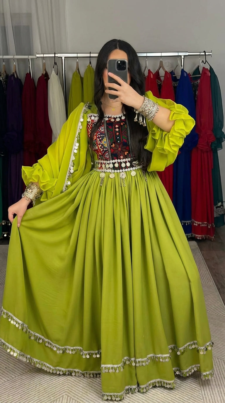 Lime Green Afghan Traditional Dress – Royal Collection