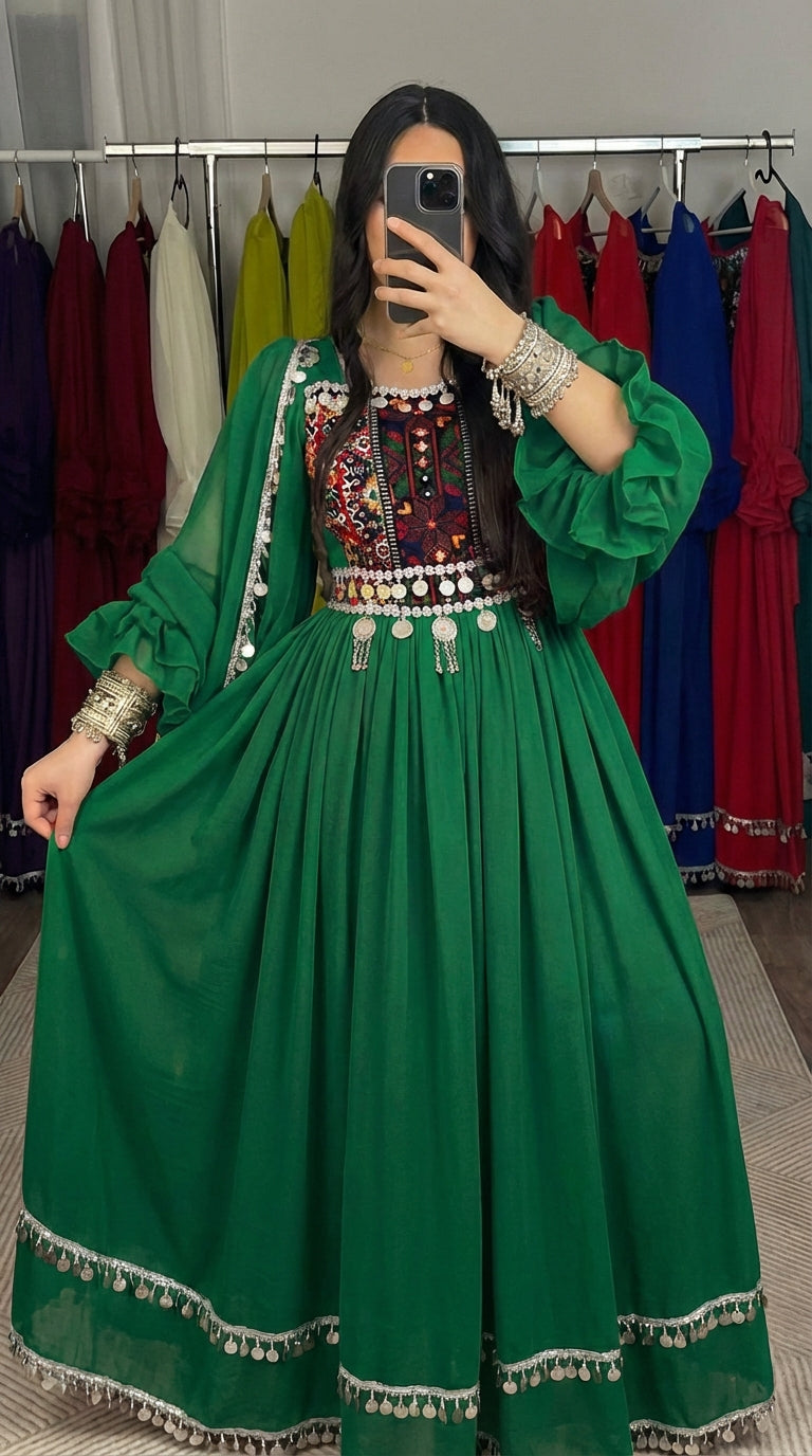 Lime Green Afghan Traditional Dress – Royal Collection
